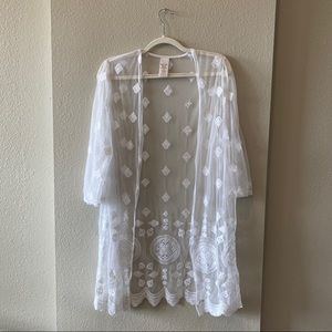 FREE WITH BUNDLE | White Mesh Cardigan / Cover Up